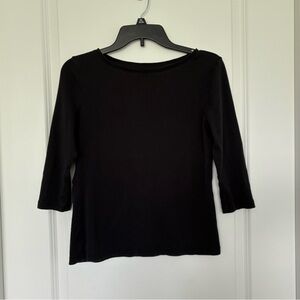 4/$25 Talbots Black 3/4 Sleeve Cotton Tee Women’s Small